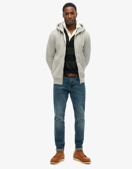 Cotton Vintage Logo Embroidered Zip Hoodie