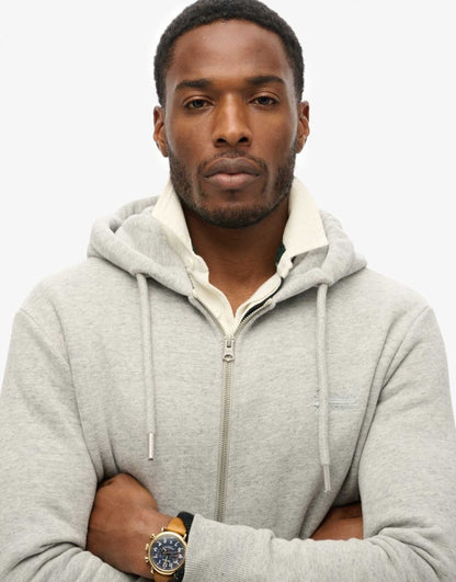Cotton Vintage Logo Embroidered Zip Hoodie