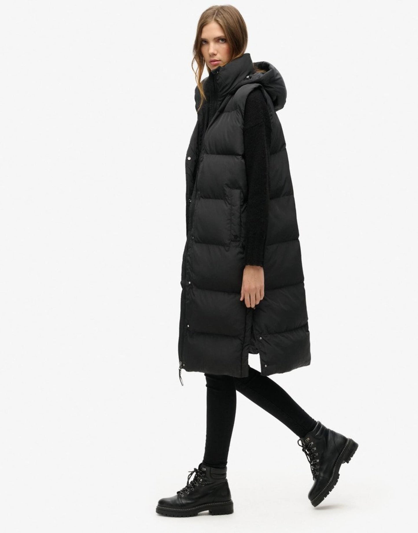 Longline Hooded Puffer Gilet