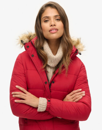 Faux Fur Hooded Longline Puffer Coat