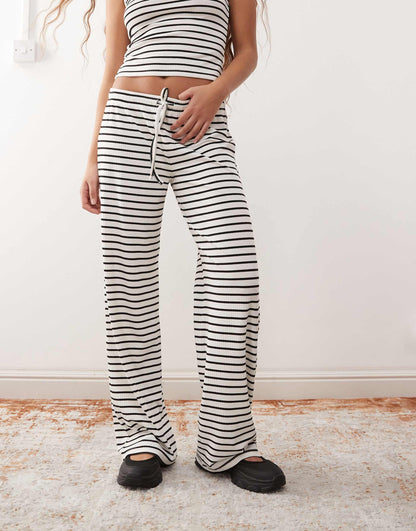 Drawstring Wide Leg Stripe Trouser Co-Ord