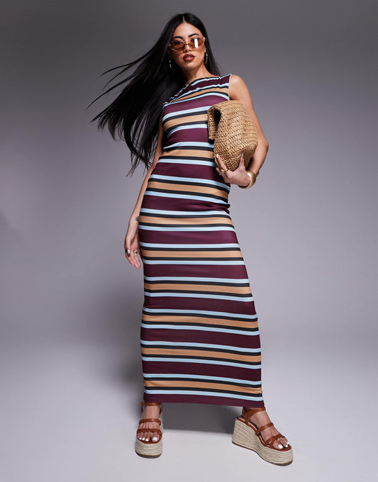 Slash Neck Dropped Back Maxi Dress