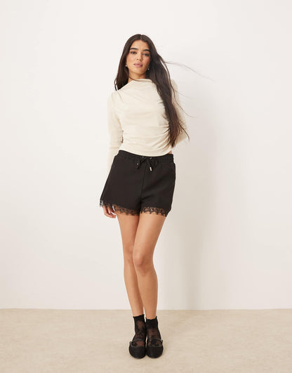 Modal Pleated Waist Wide Neck Top