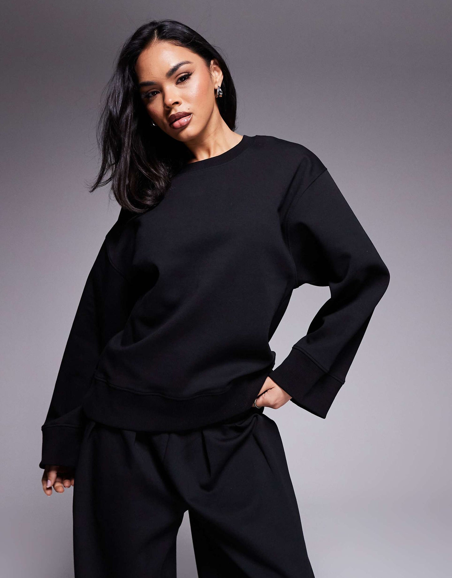 Interlock Oversized Crew Neck Top