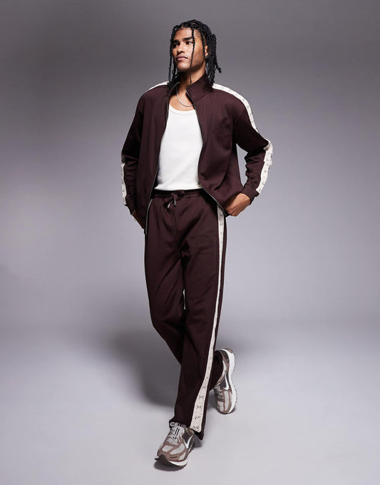 Crochet Taped Wide Leg Joggers Co-Ord