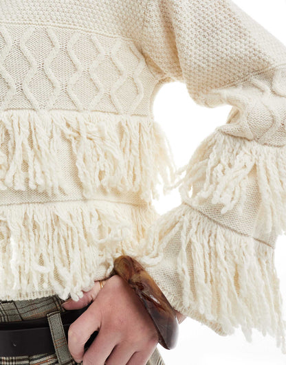 Knitted Fringe Boho Cardigan