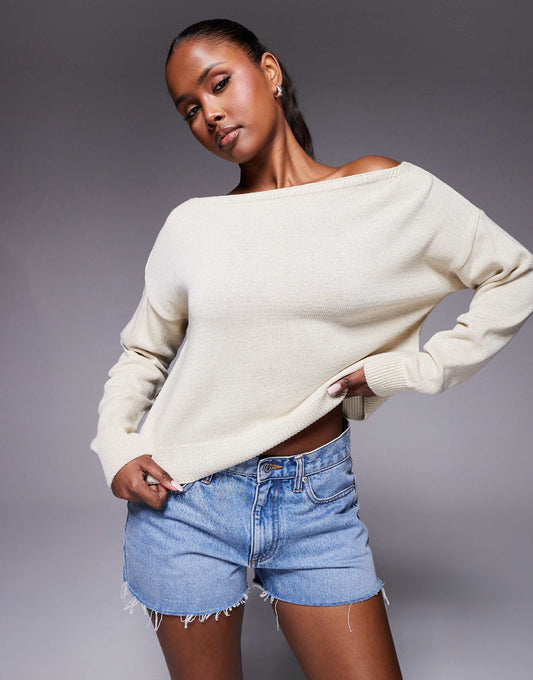 Knitted Off Shoulder Jumper