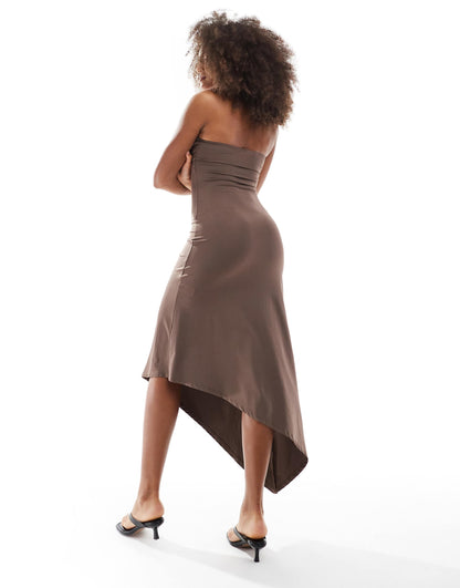 Asymetric Shaping Bandeau Maxi Dress