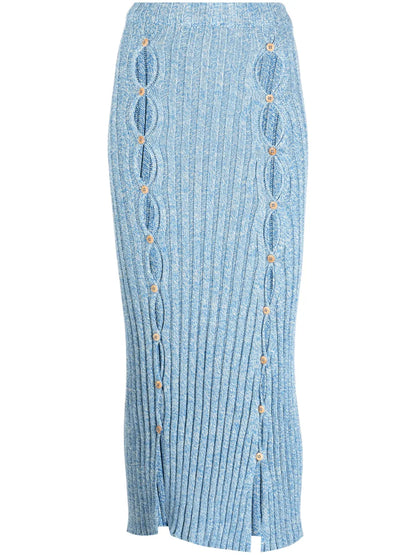 Cut-Out Organic Cotton Midi Skirt