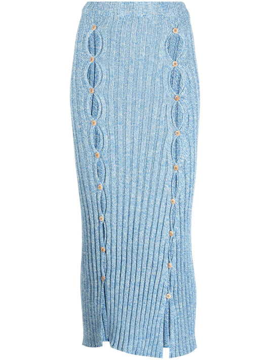 Cut-Out Organic Cotton Midi Skirt