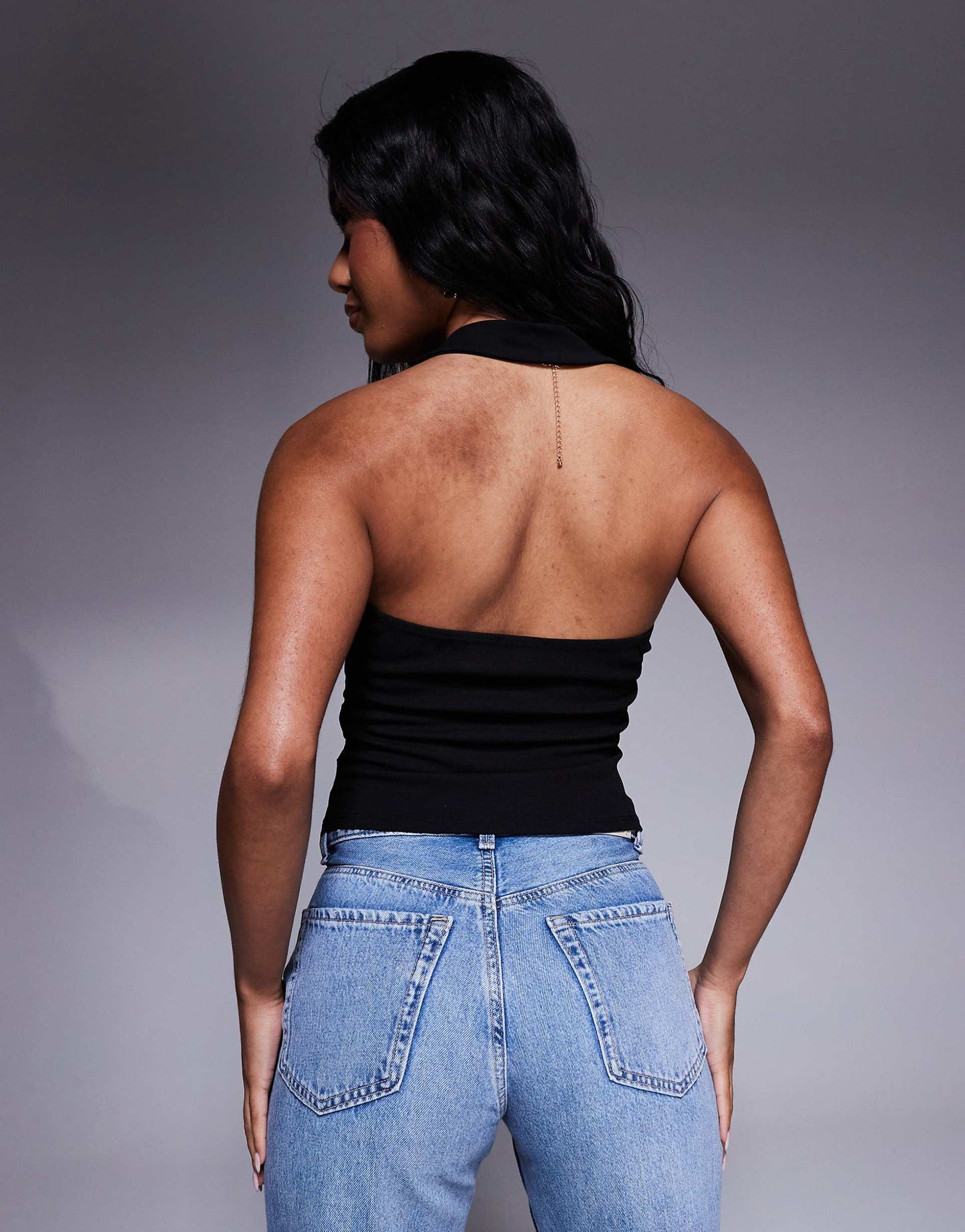 Ruched Asymmetric Halter Neck Top