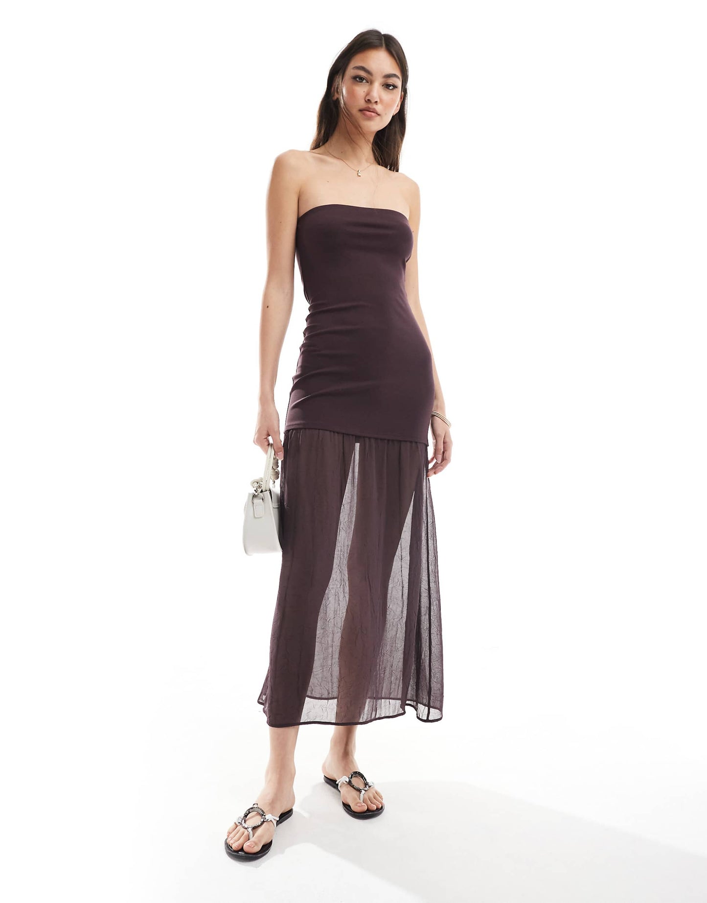 Drop Hem Bandeau Maxi Dress