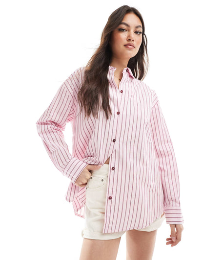 Oversized Contrast Striped Shirt