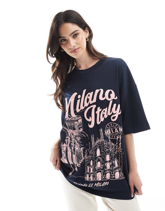 Oversized T-Shirt With Milano Puff Print