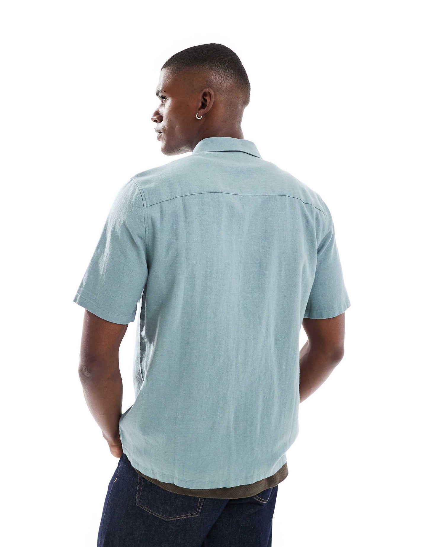 Flat Collar Linen-Blend Shirt