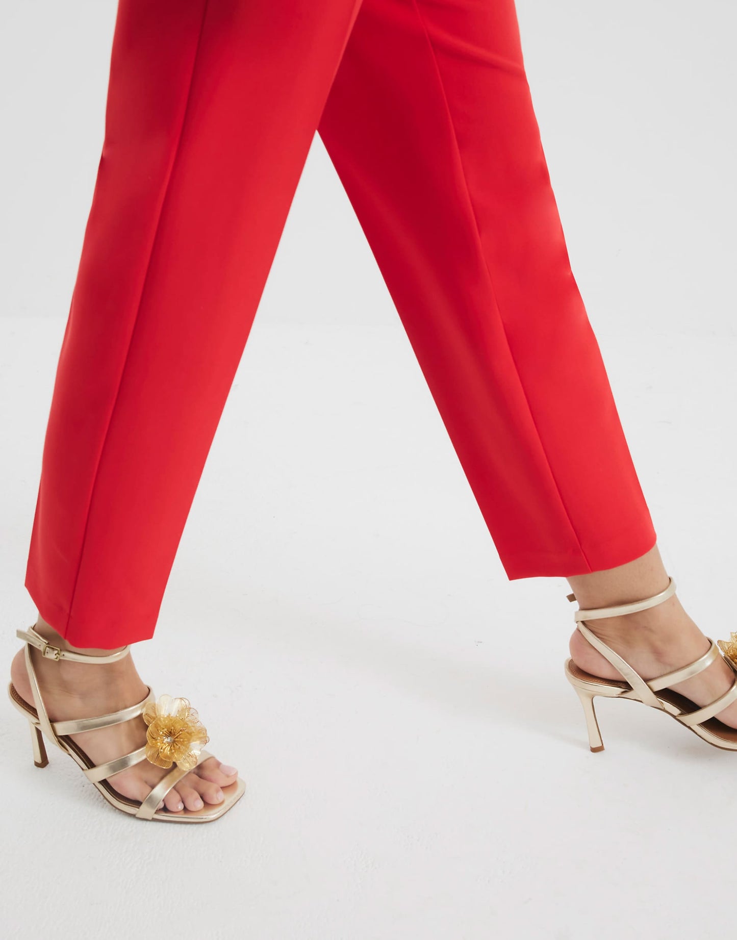Faux Leather Floral Trim Heeled Sandals