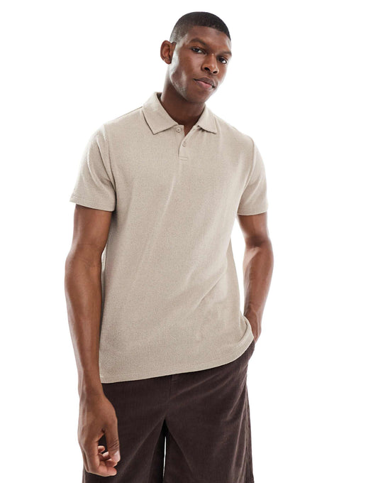 Short Sleeved Textured Polo