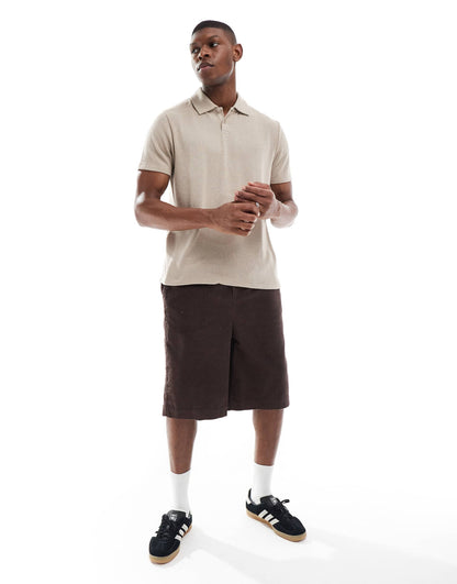 Short Sleeved Textured Polo