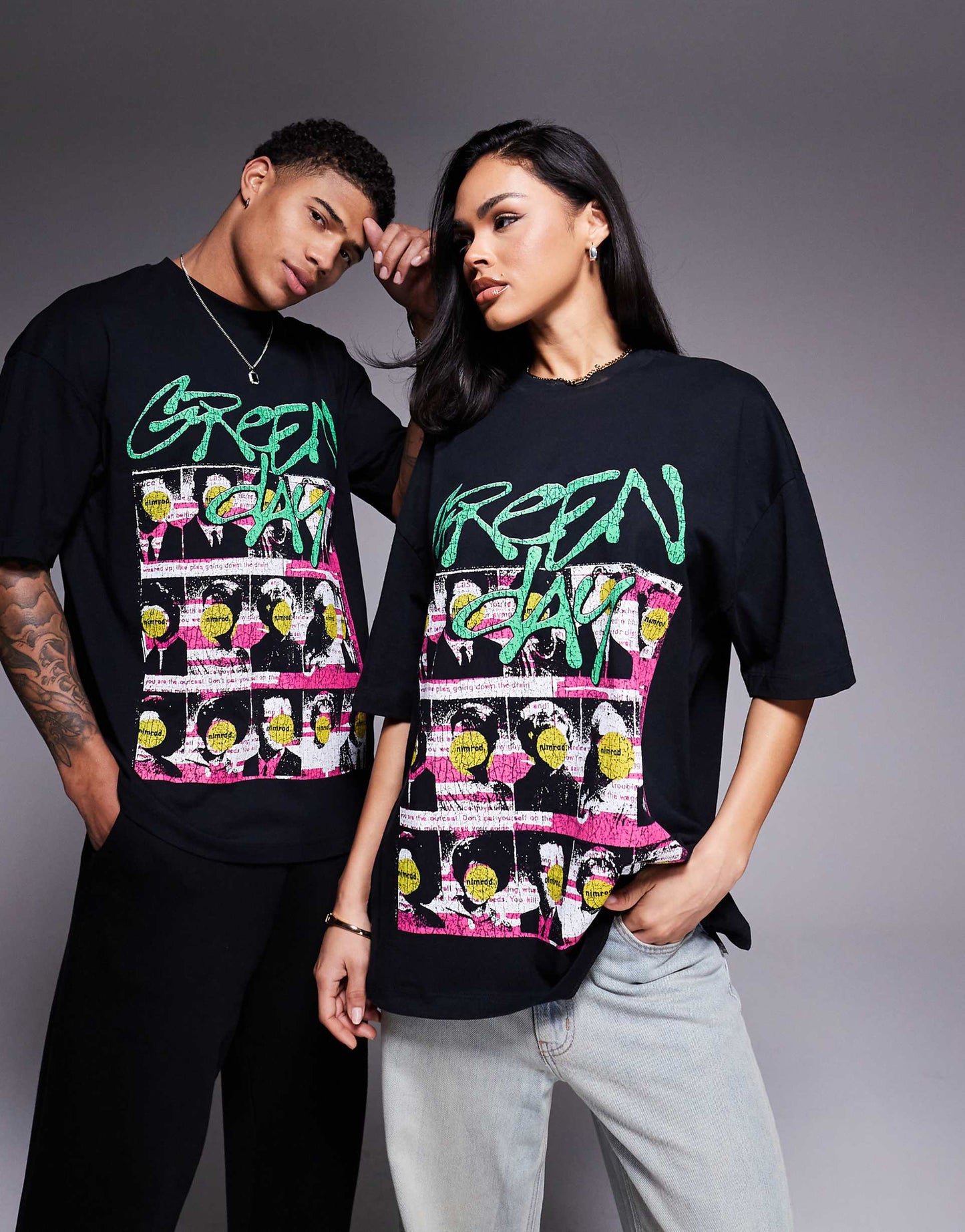 Unisex Oversized License T-Shirt With Green Day Prints