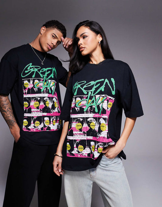 Unisex Oversized License T-Shirt With Green Day Prints