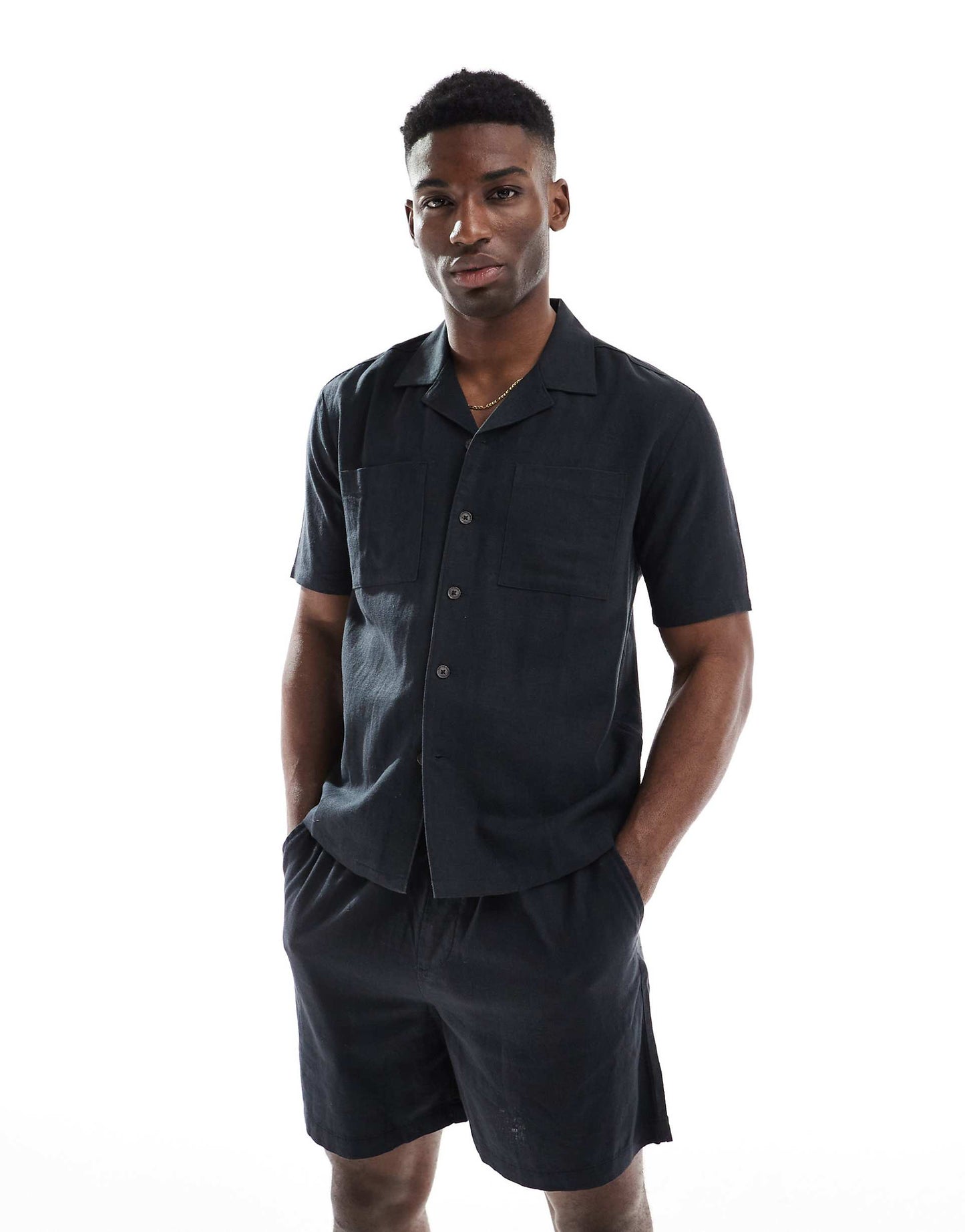 Double Pocket Boxy Linen-Blend Shirt Co-Ord