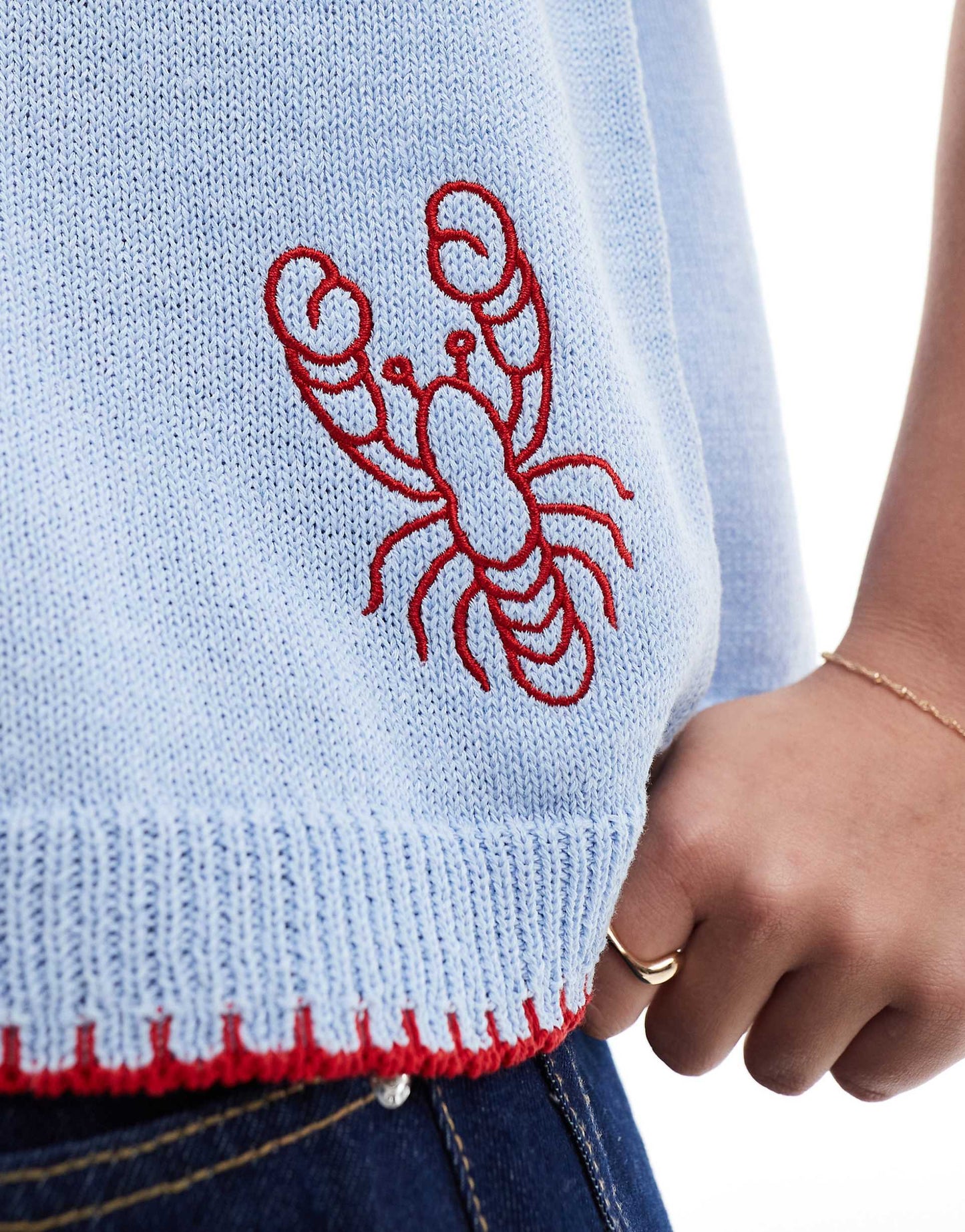 Knitted Embroidered Lobster Tank Top