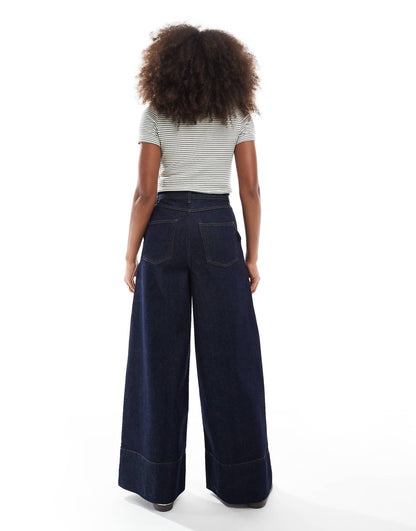 Wide Leg Jean With Seam Detail And Deep Hem Stitch Co-Ord