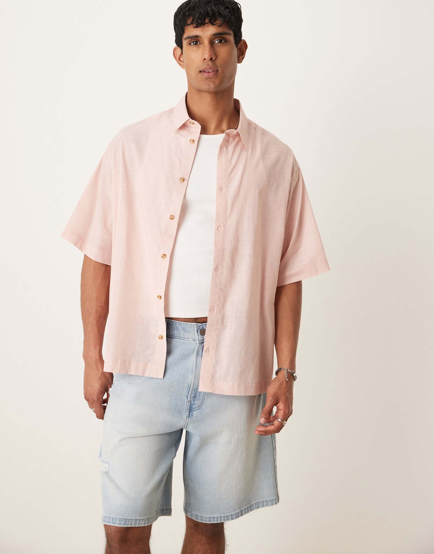 Oversized Boxy Linen Look Shirt