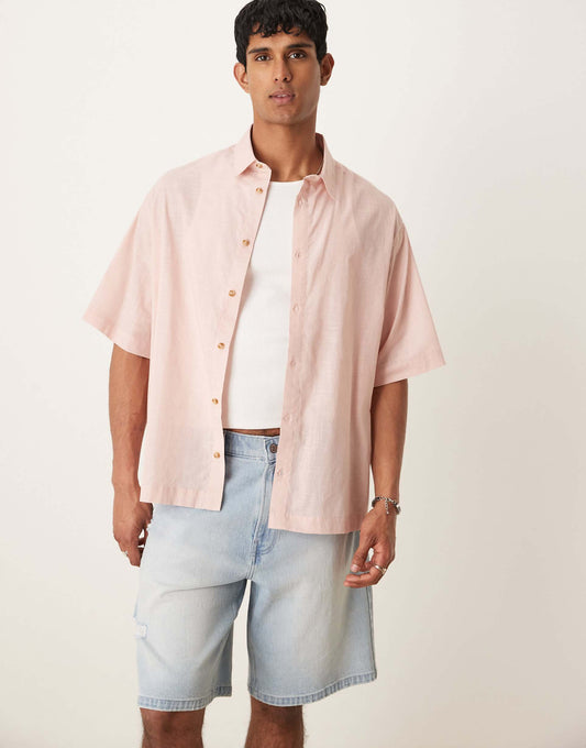 Oversized Boxy Linen Look Shirt