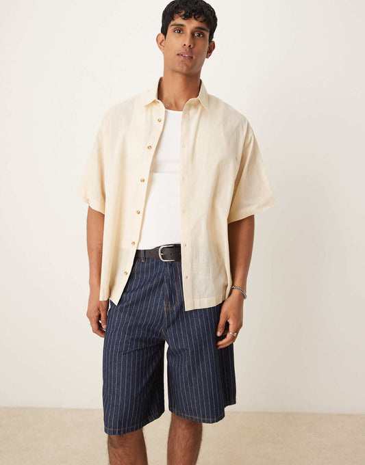 Oversized Boxy Linen Look Shirt