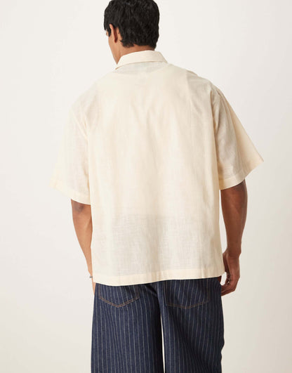Oversized Boxy Linen Look Shirt