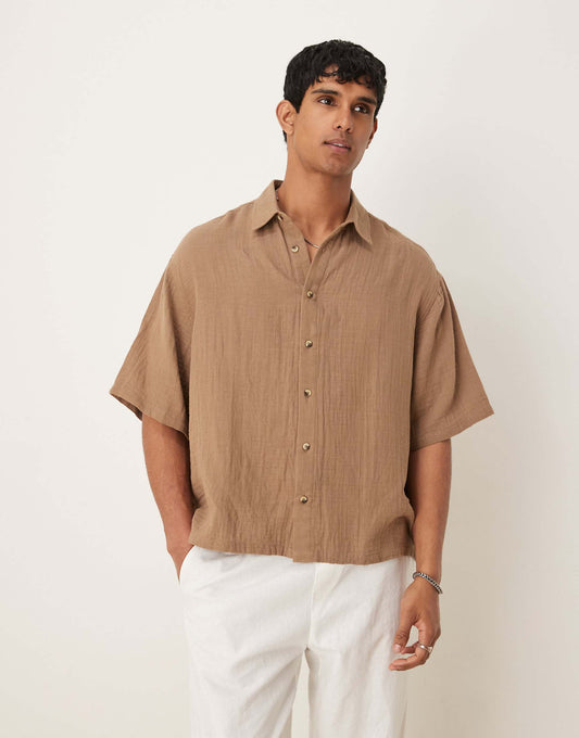 Cheesecloth Textured Regular Shirt
