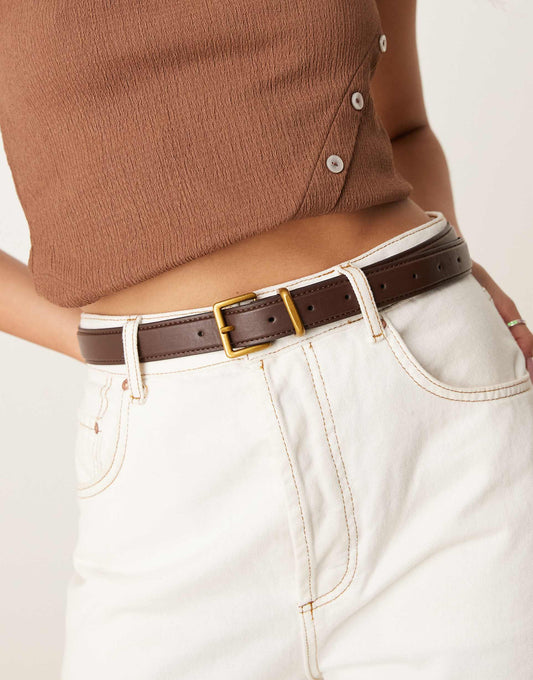 Waist And Hip Belt With Square Buckle