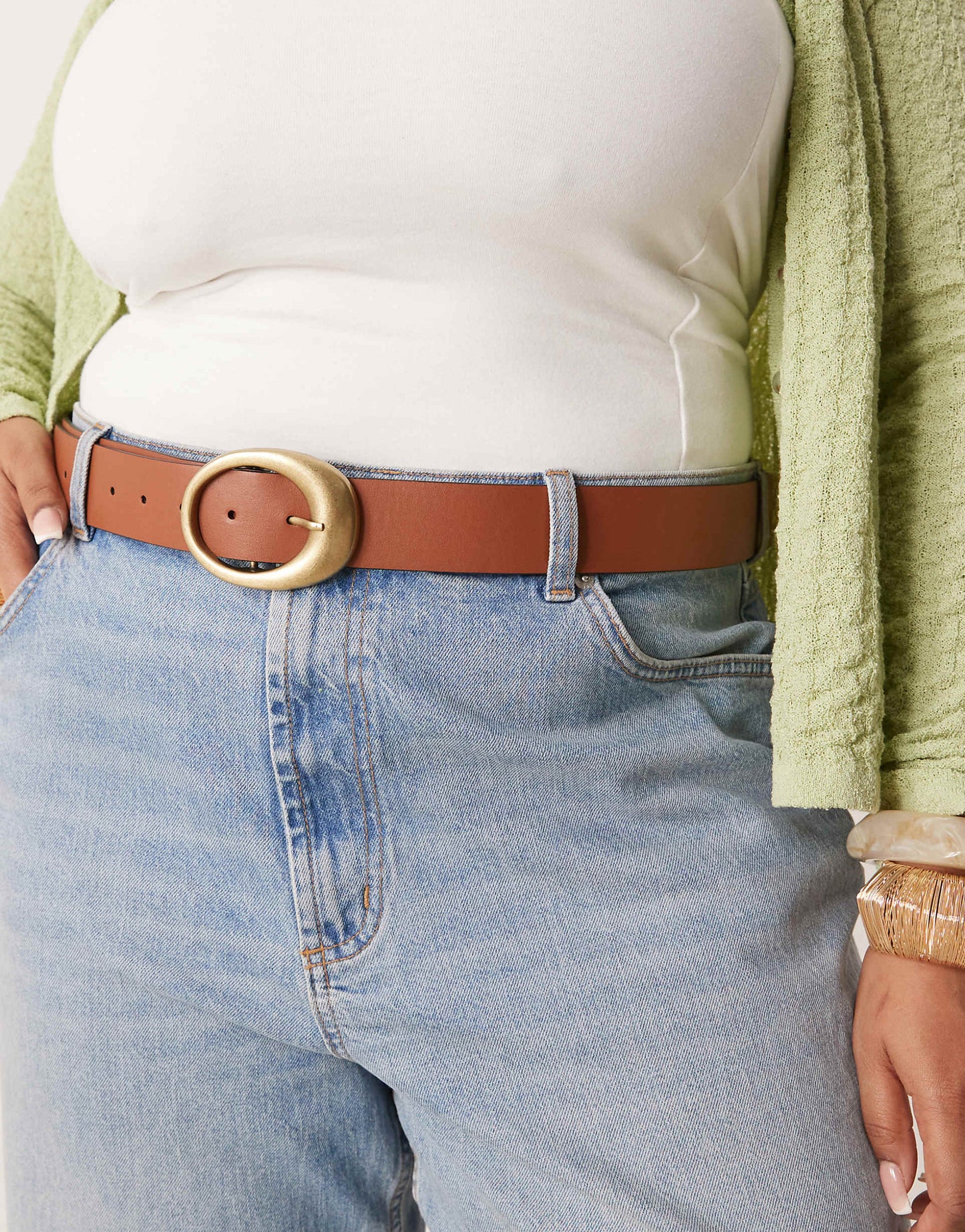 Curve Oval Buckle Jeans Belt