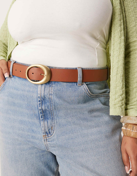 Curve Oval Buckle Jeans Belt