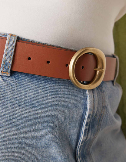 Curve Oval Buckle Jeans Belt