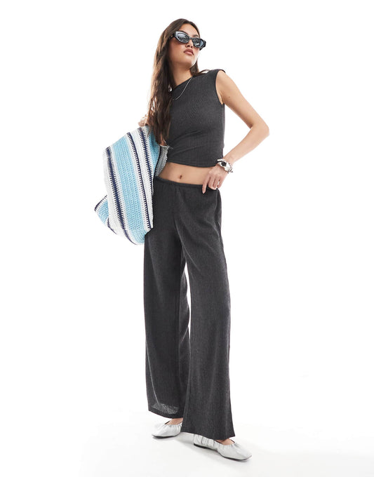 Textured Wide Leg Trouser Co-Ord