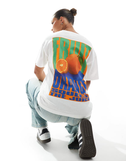 Orange Fruit Graphic Oversized Tee