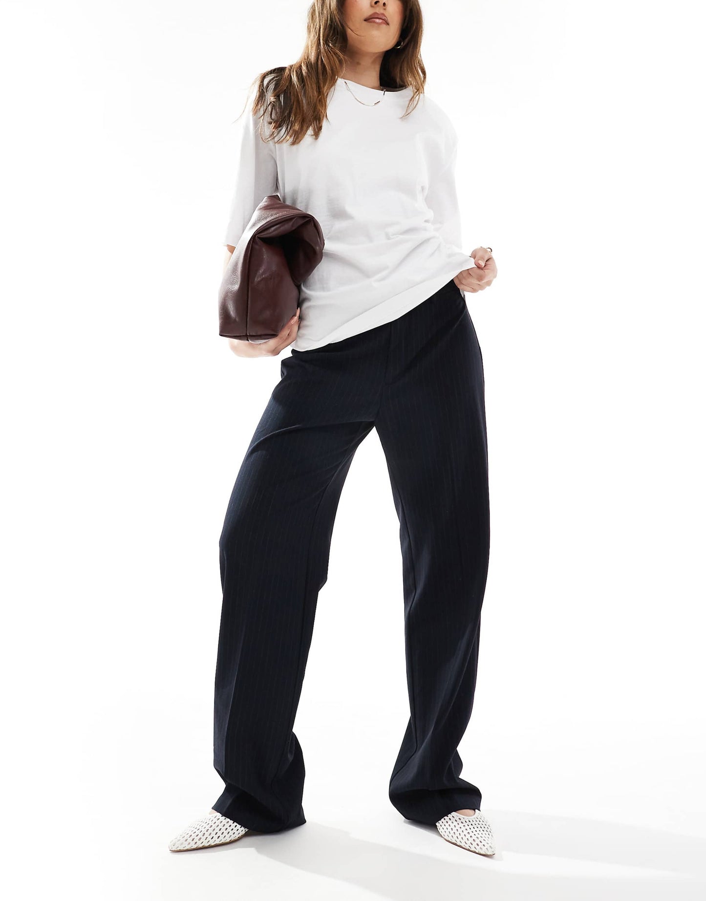 High Waist Straight Leg Tailored Trouser