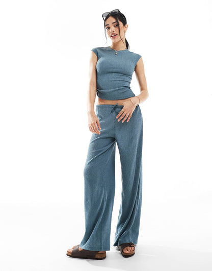 Textured Wide Leg Trouser Co-Ord