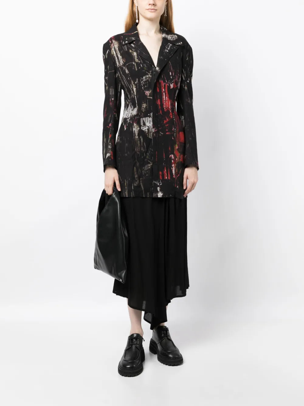 Graphic-Print Zipped Blazer