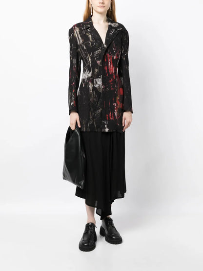 Graphic-Print Zipped Blazer