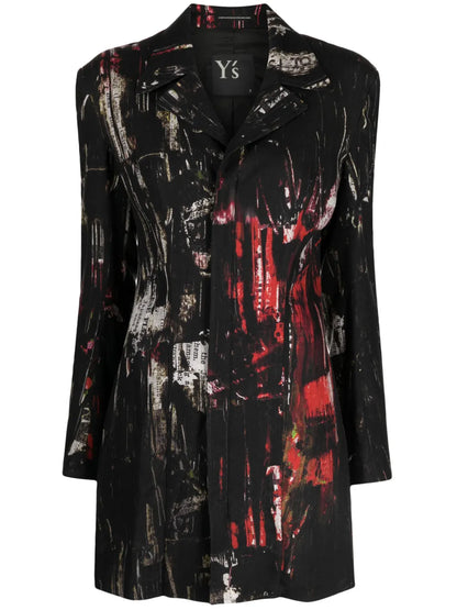 Graphic-Print Zipped Blazer