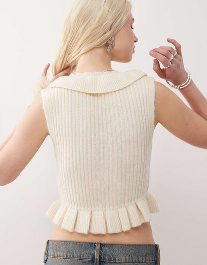 Knitted Ruffle Vest Top