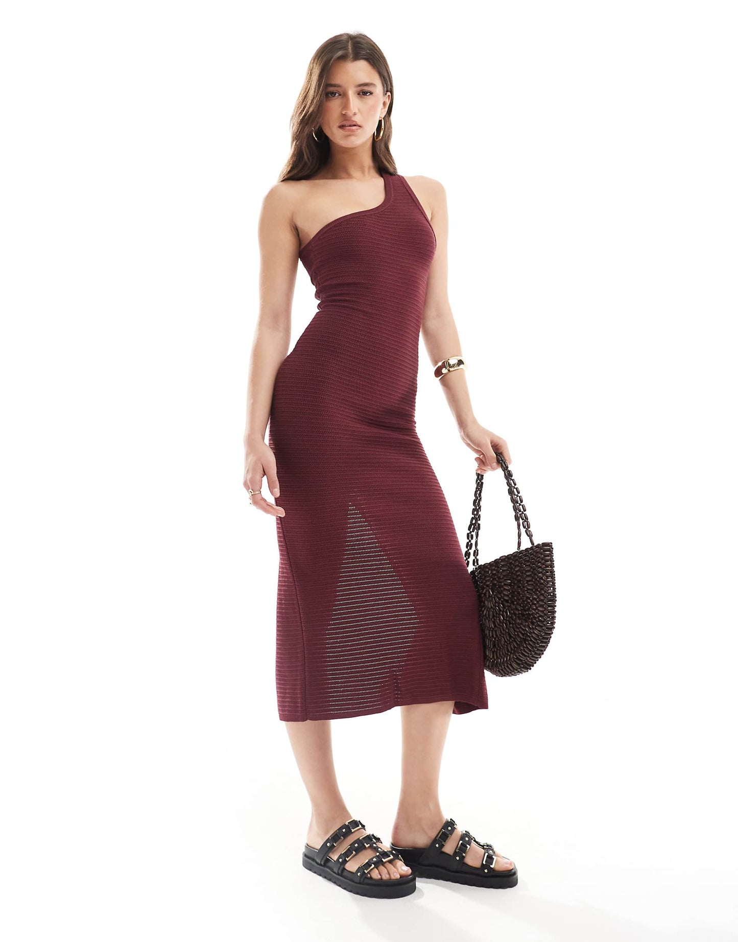 One Shoulder Knitted Maxi Dress