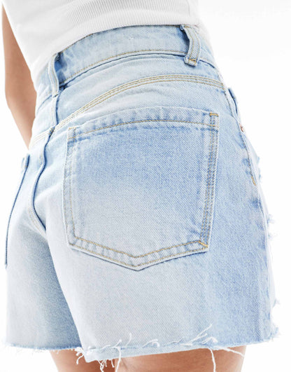 High Waisted Ripped Denim Shorts