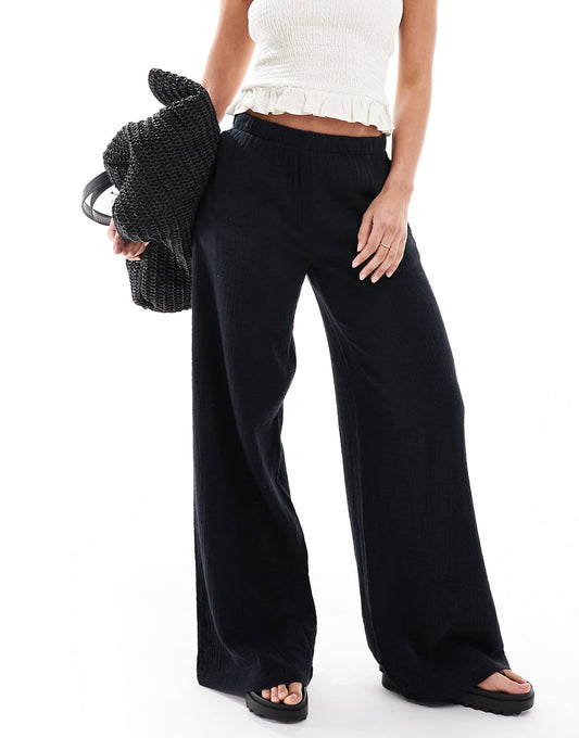 Crinkle Wide Leg Trousers