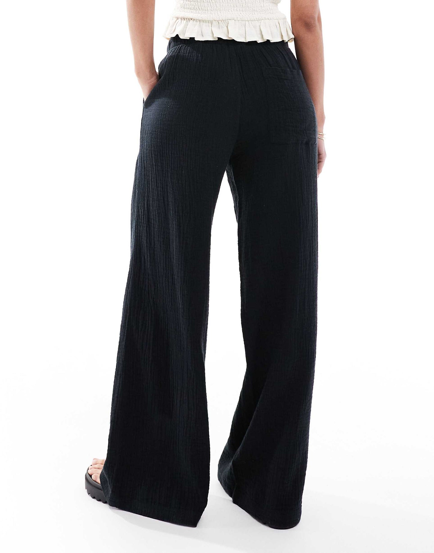 Crinkle Wide Leg Trousers
