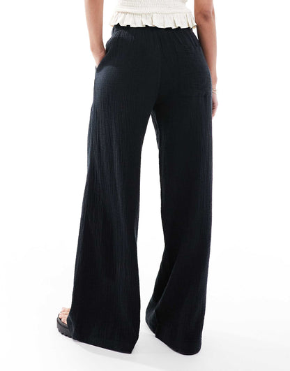 Crinkle Wide Leg Trousers