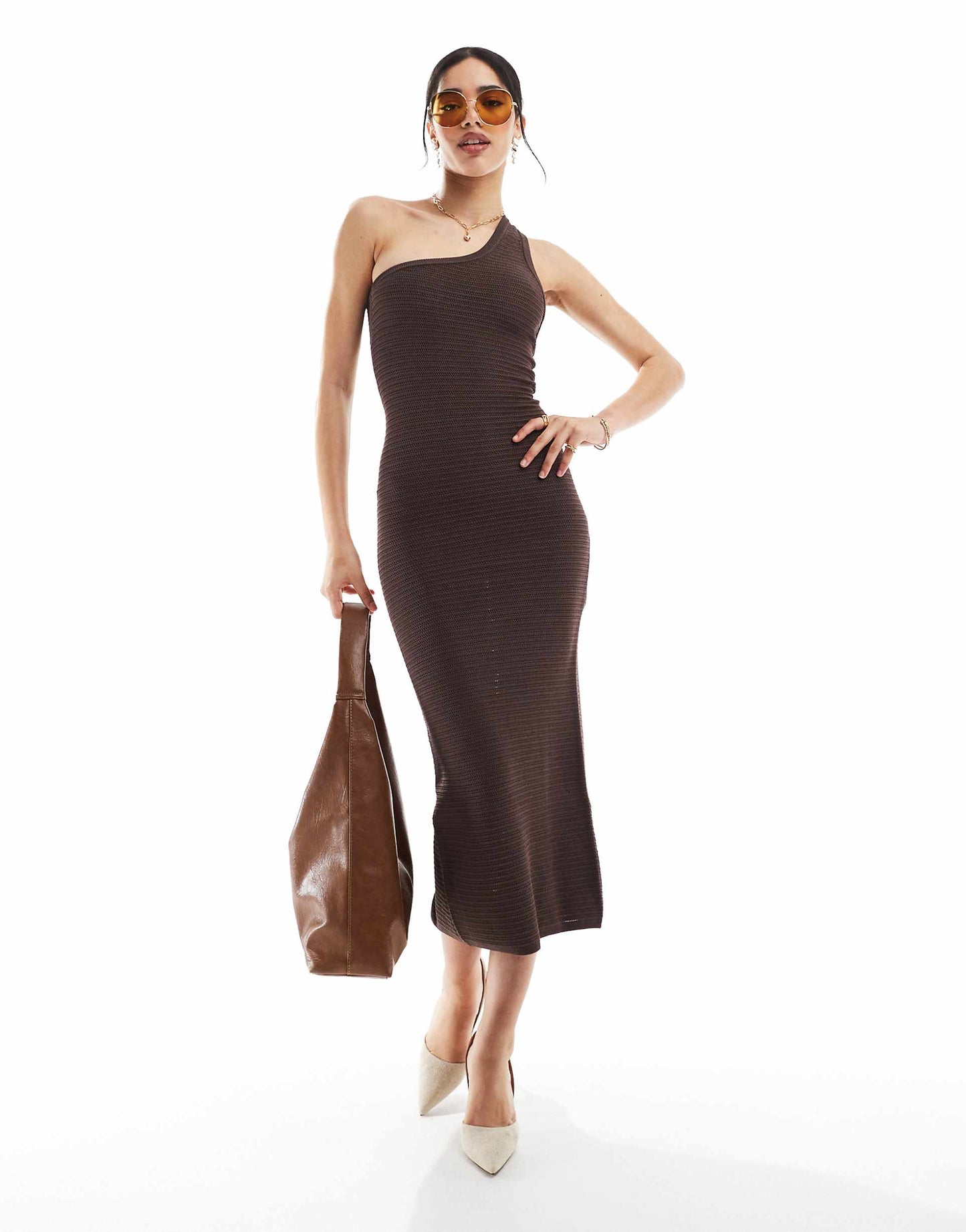 One Shoulder Knitted Maxi Dress